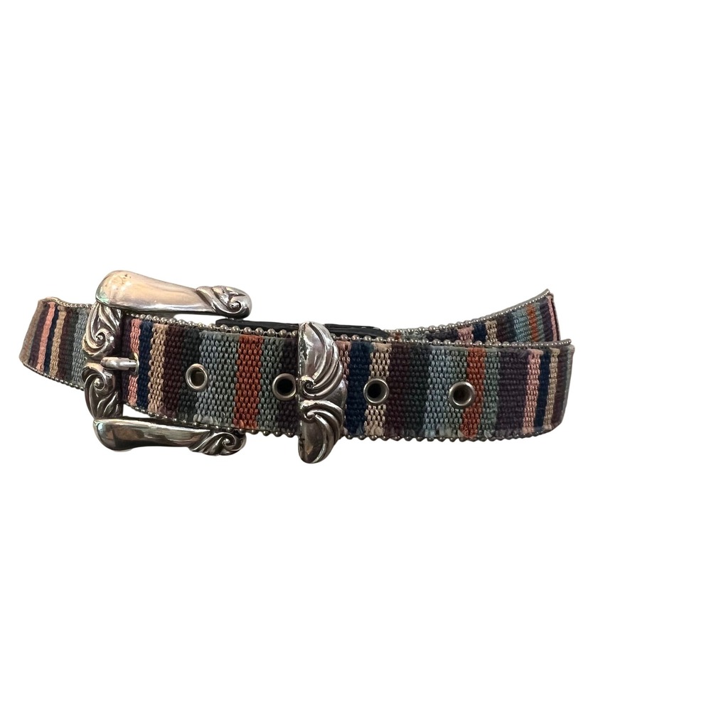 Vintage Elite California Southwestern Woven Leather Belt Silver Buckle 2XL